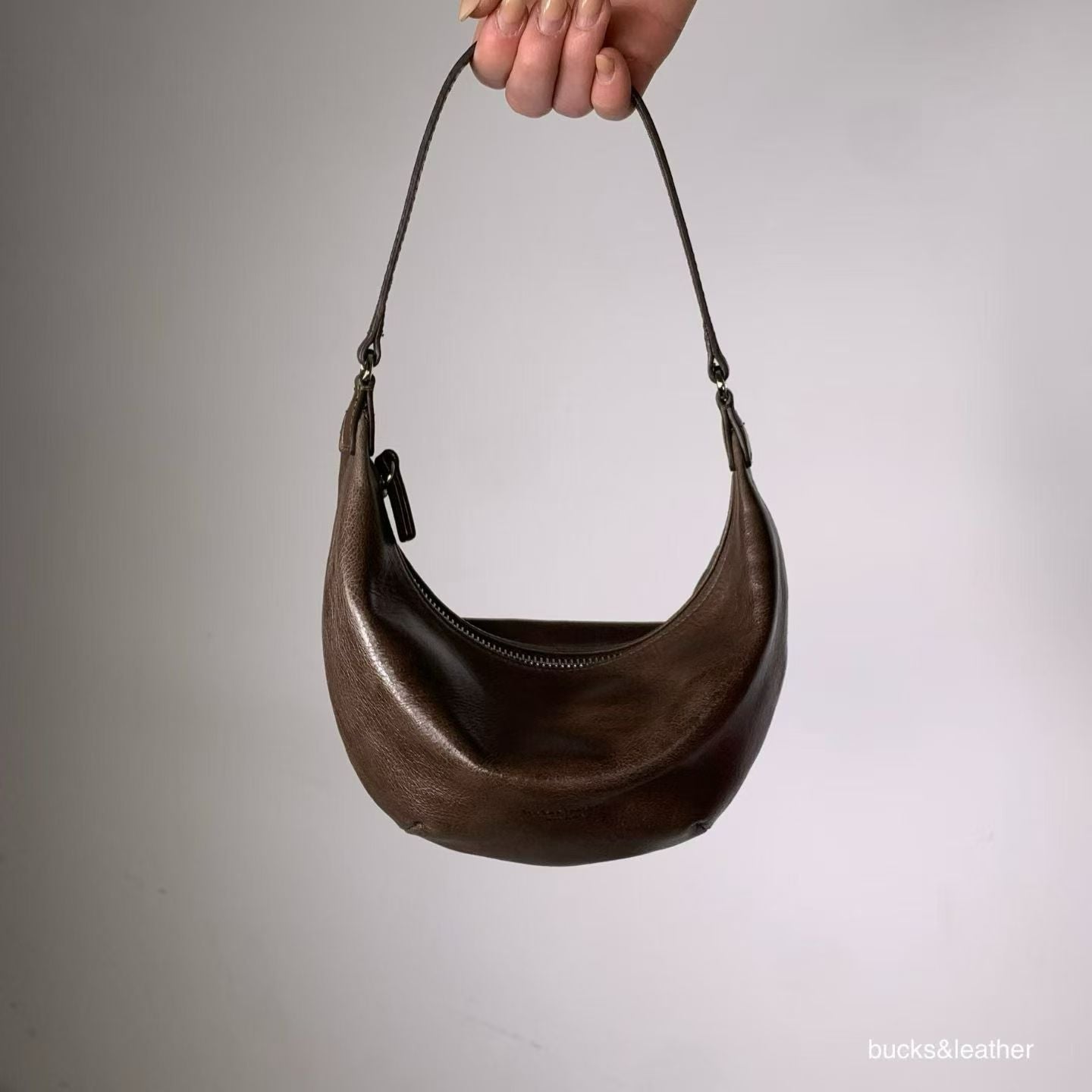 Real Leather Small Moon Bag
