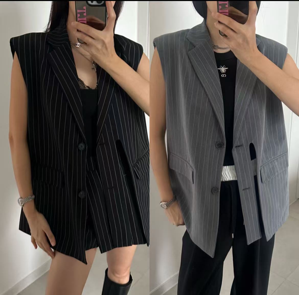 Striped Oversized Vest