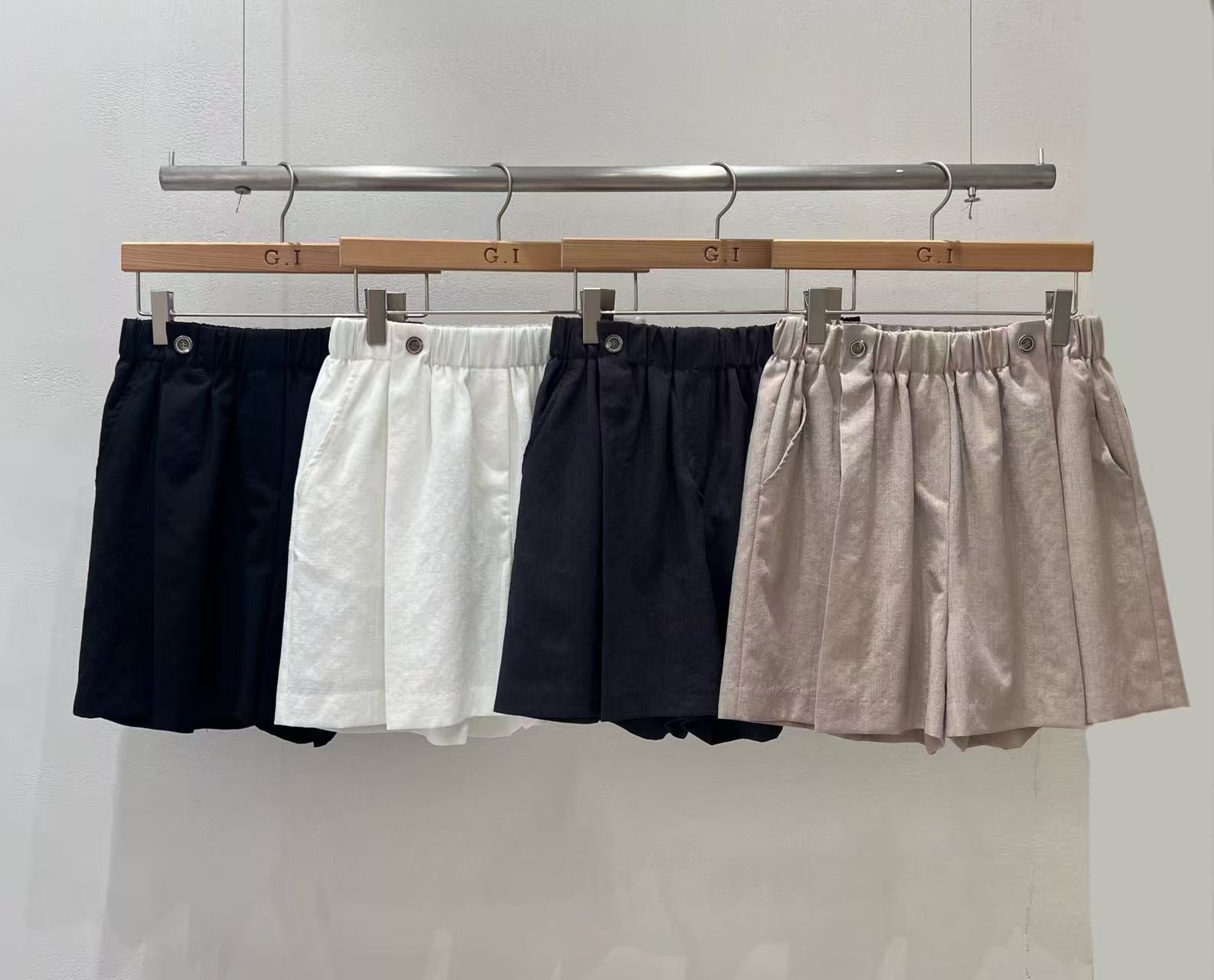 Linen Double Button Shorts