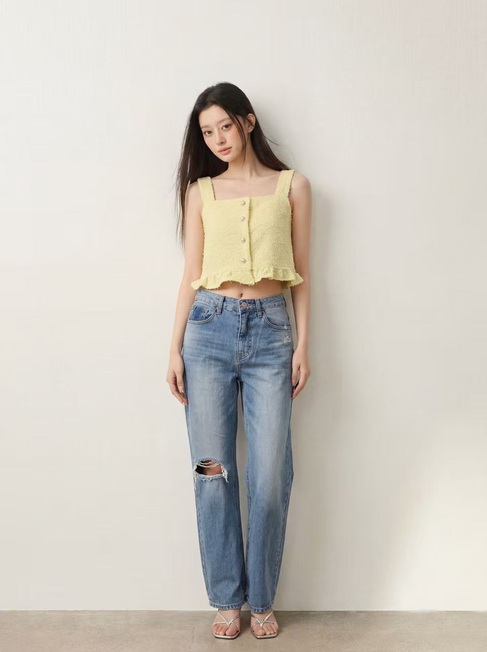 Yellow Tweed Tank Top