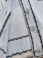 Knitted Outlined Short Sleeves Cardigan