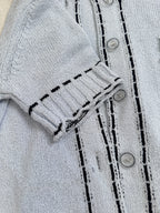 Knitted Outlined Short Sleeves Cardigan