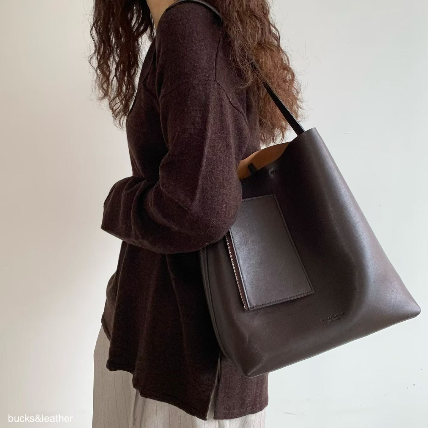 Real Leather Bucket Bag (送錢包)