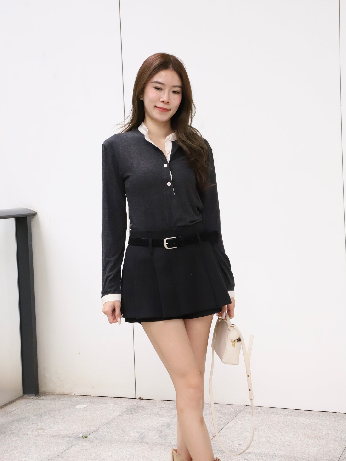 Pleated Skirt Shorts With Belt