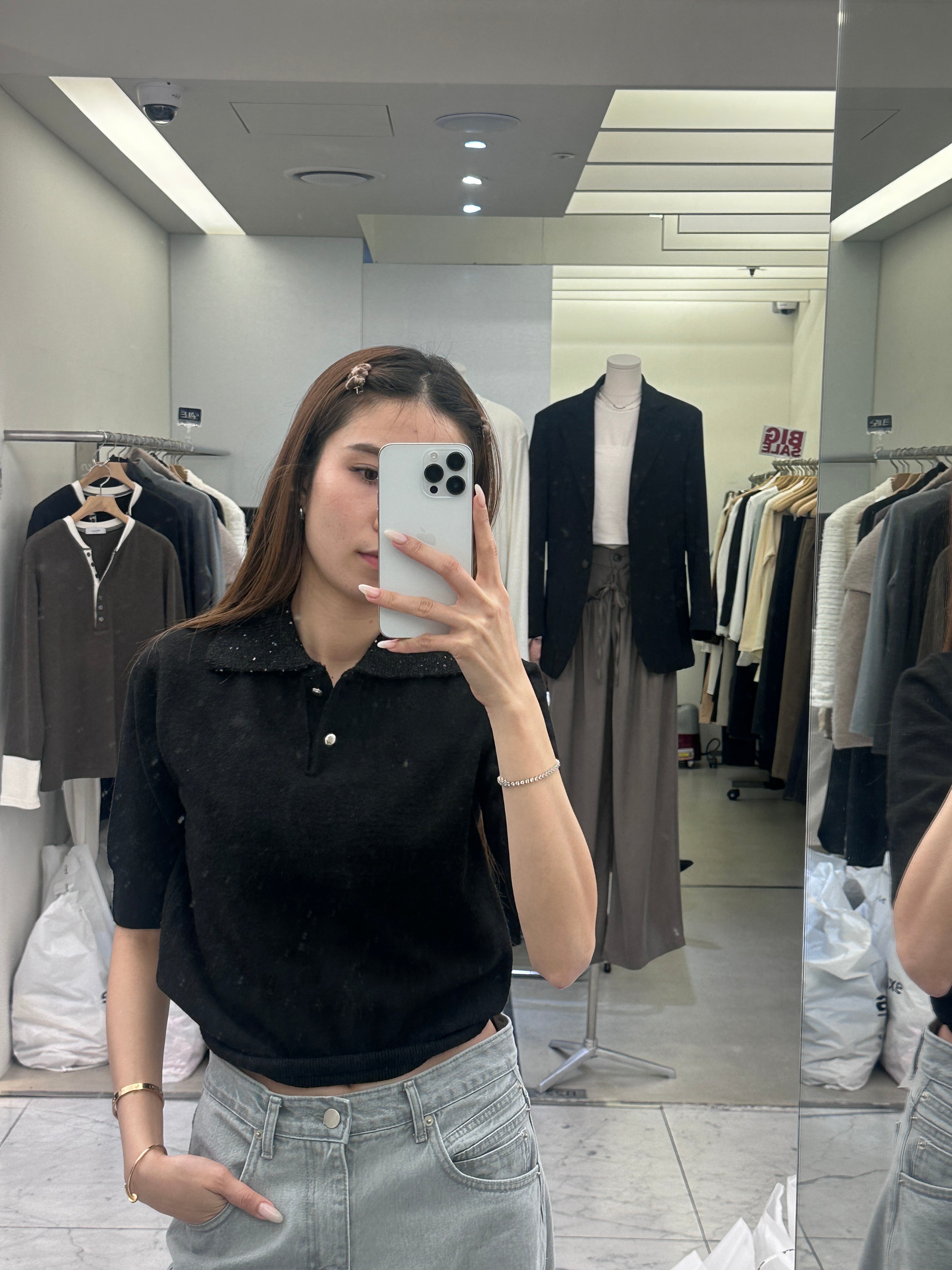 Bling Collar Wool T Top