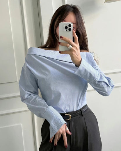 Cross Off Shoulder Long Sleeves Top