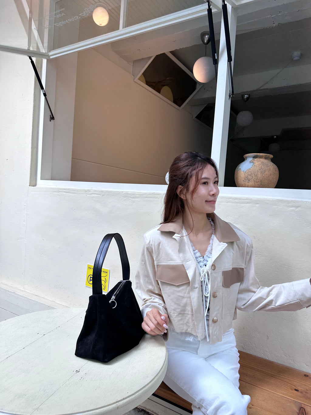 Mix Leather Shirt Jacket