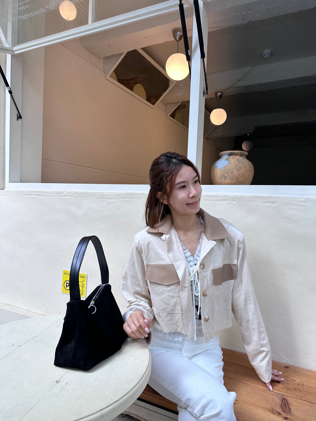 Mix Leather Shirt Jacket