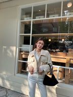 Tweed Cropped Cream Jacket