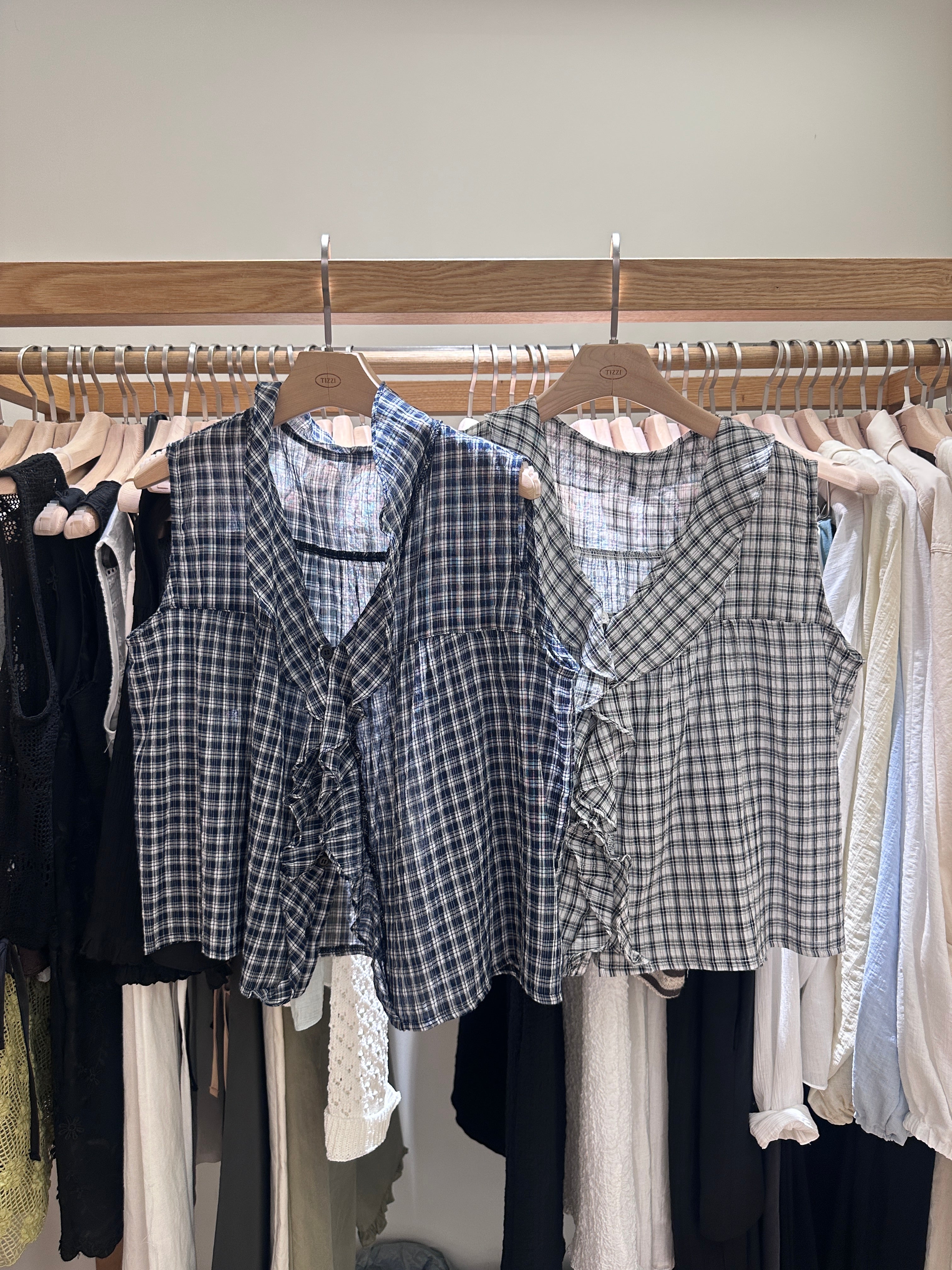 Checked Chiffon Tank Top