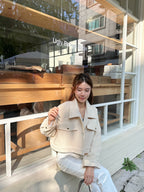 Tweed Cropped Cream Jacket