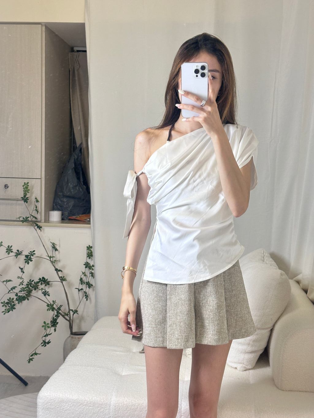 Silky Tied Shoulder Tank Top