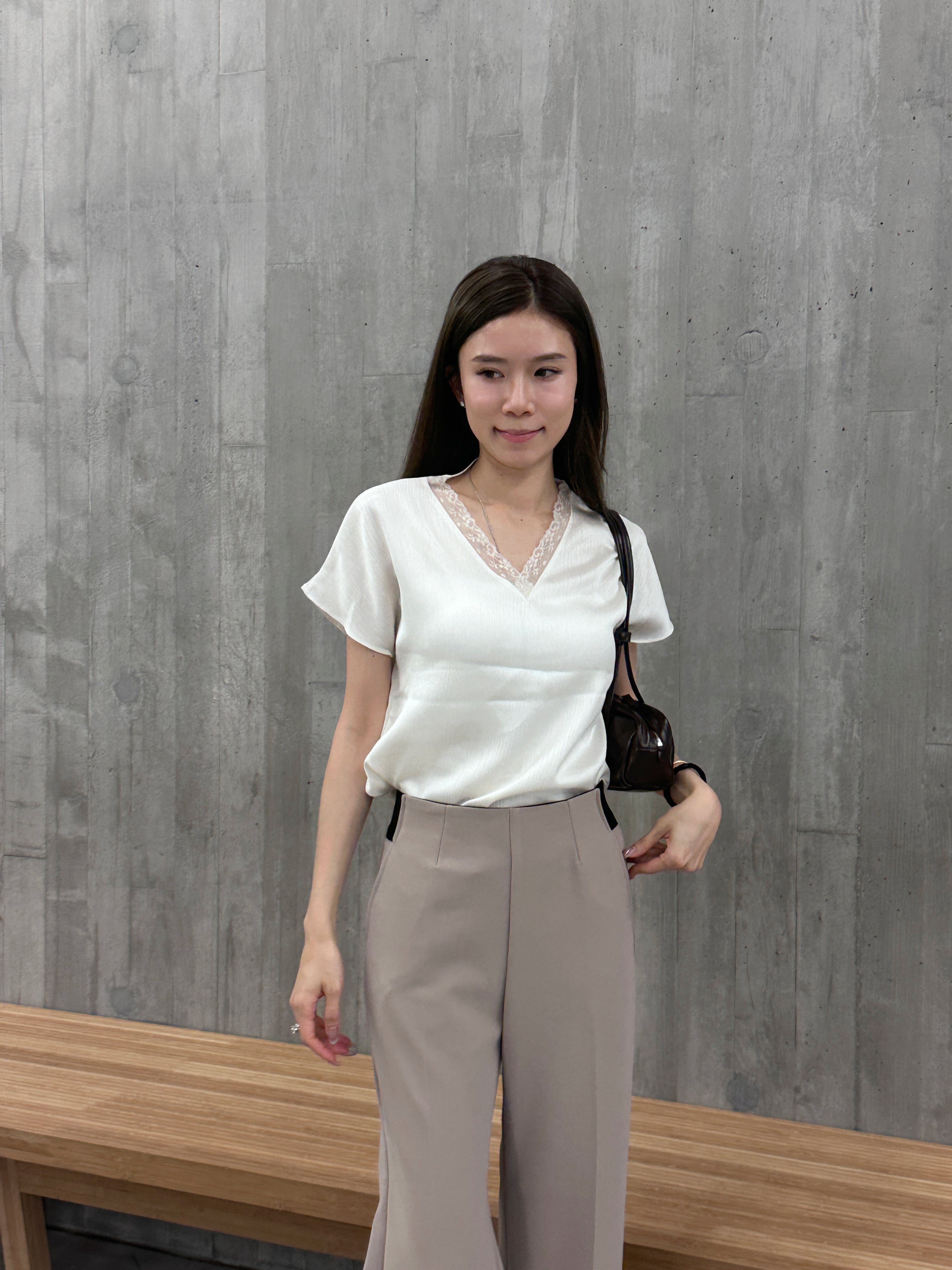 Lace V Neck Silky T Top