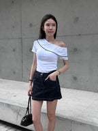 Off Shoulder Dotted T Top