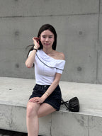 Off Shoulder Dotted T Top