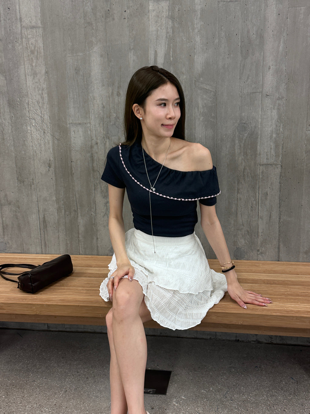 Off Shoulder Dotted T Top
