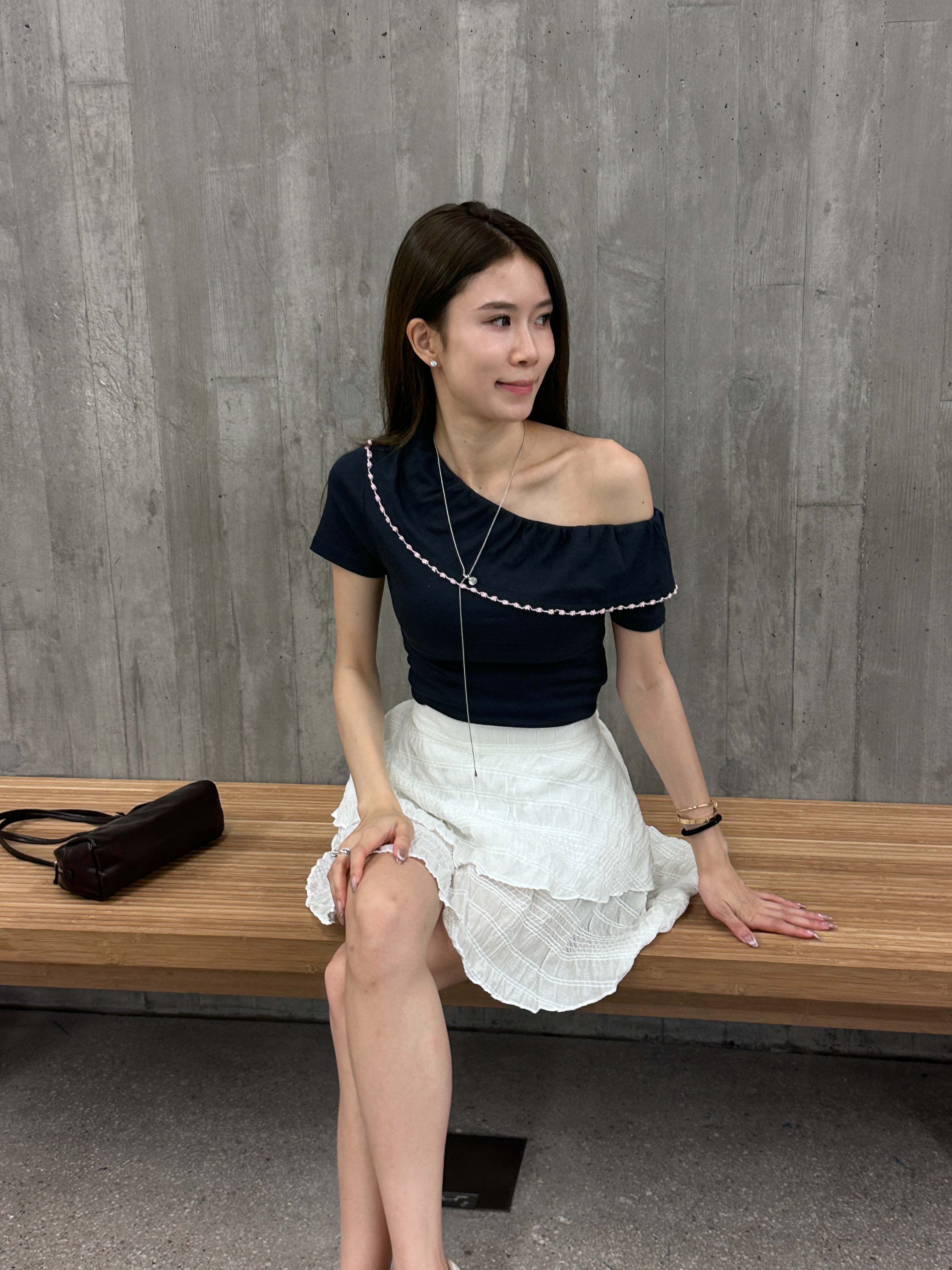 Off Shoulder Dotted T Top
