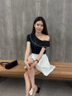 Off Shoulder Dotted T Top