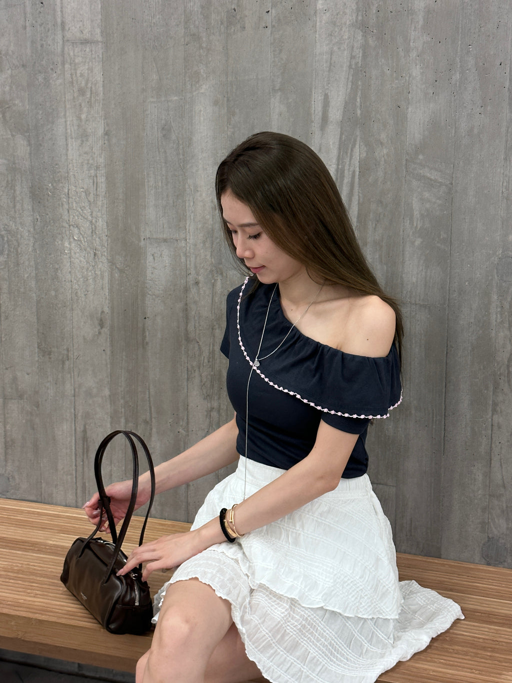 Off Shoulder Dotted T Top
