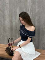 Off Shoulder Dotted T Top