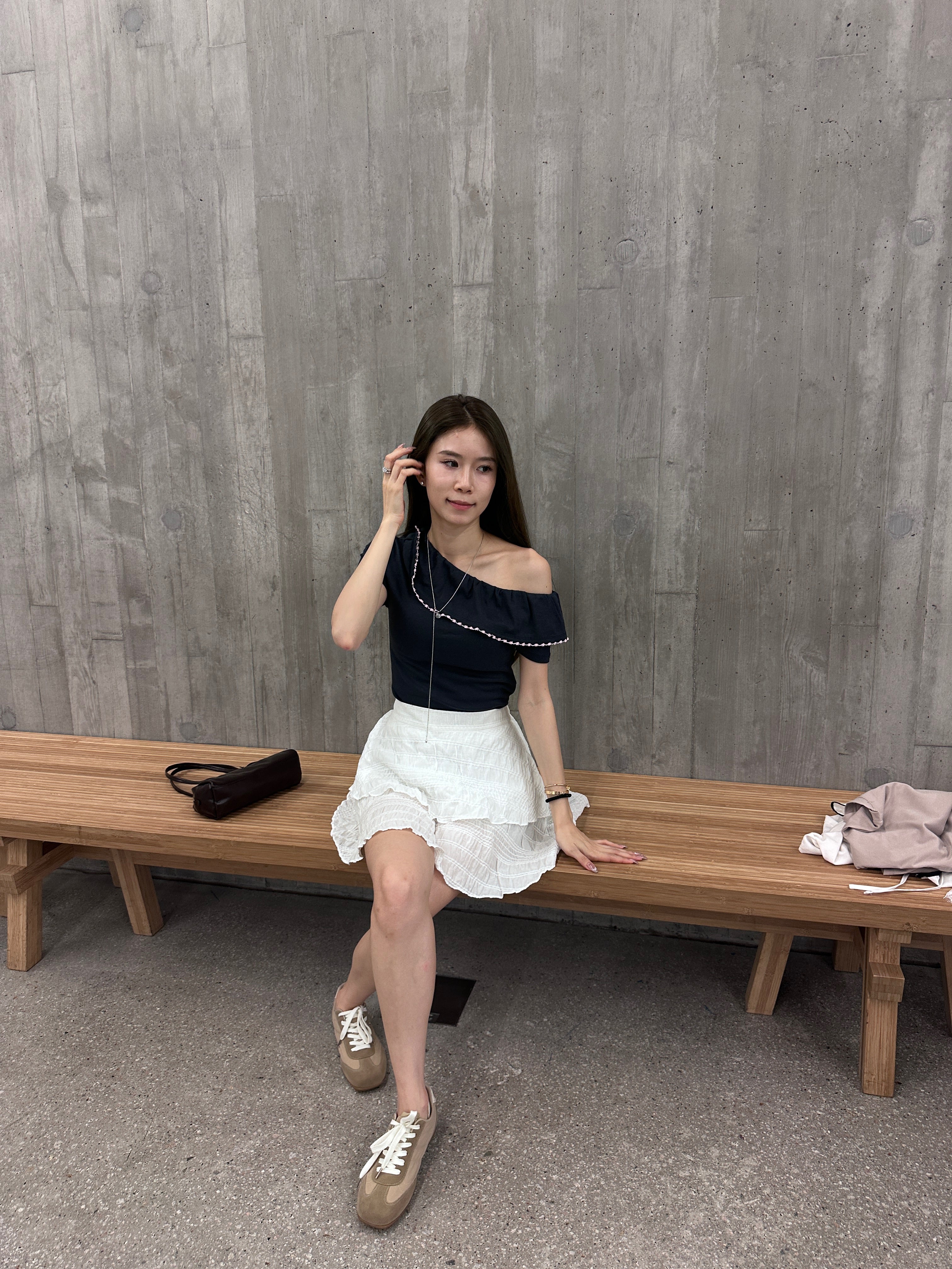 Off Shoulder Dotted T Top