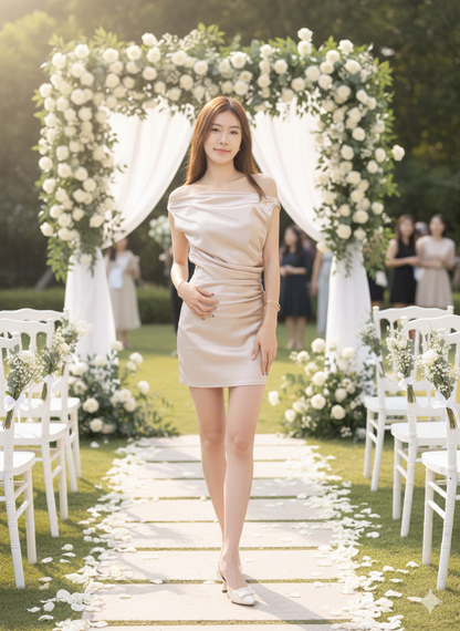 ashchic made One side off silk maxi dress