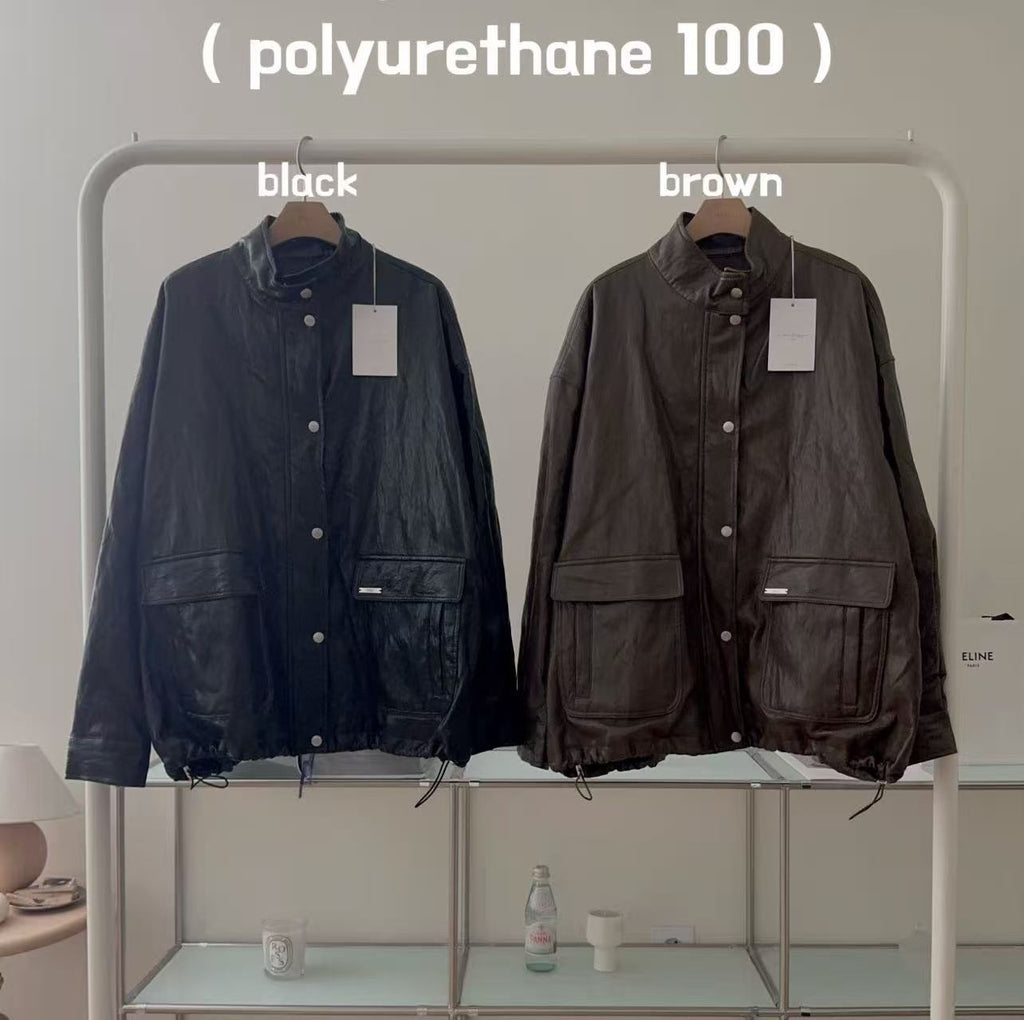 Mid length leather jacket