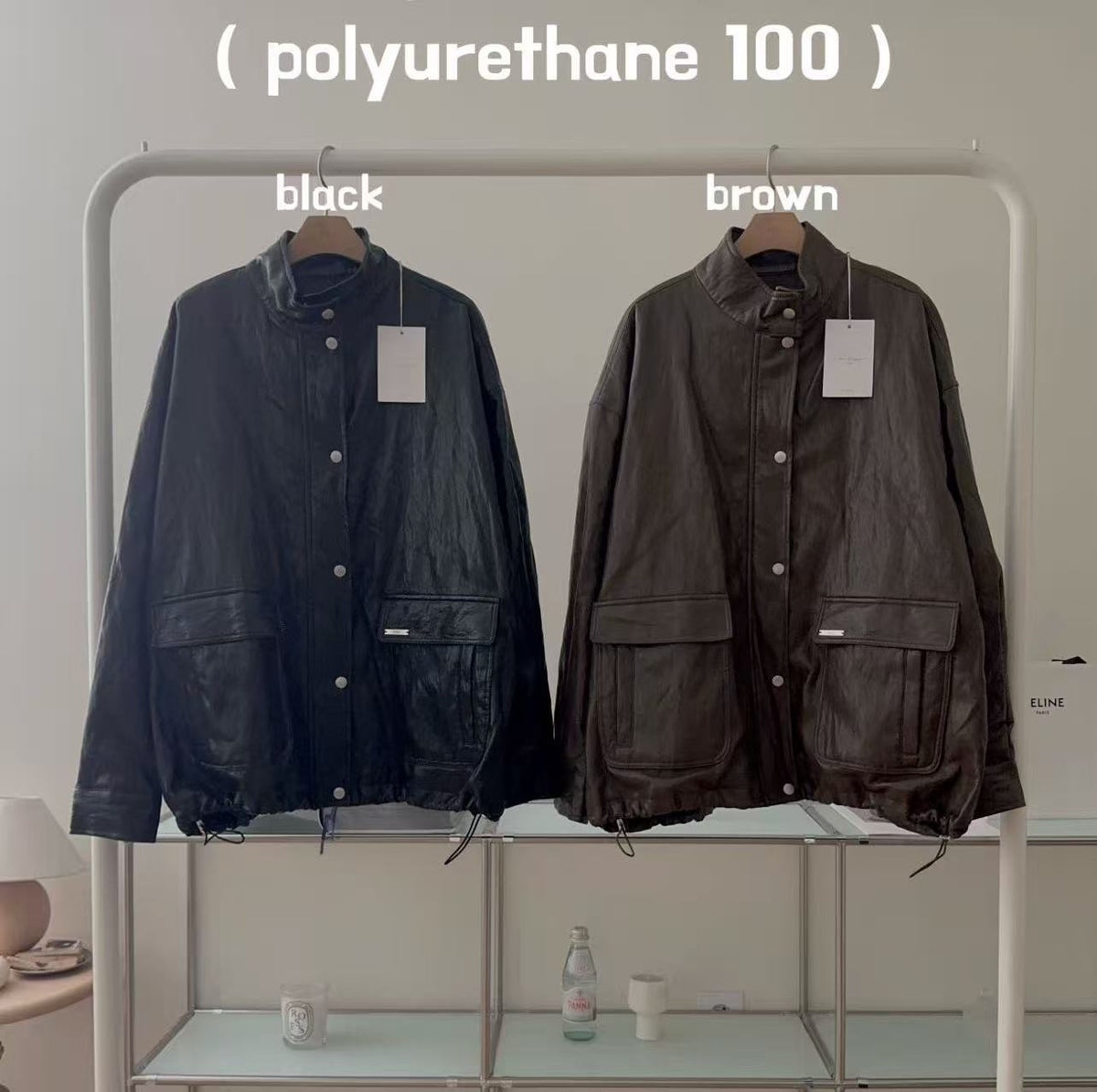 Mid length leather jacket