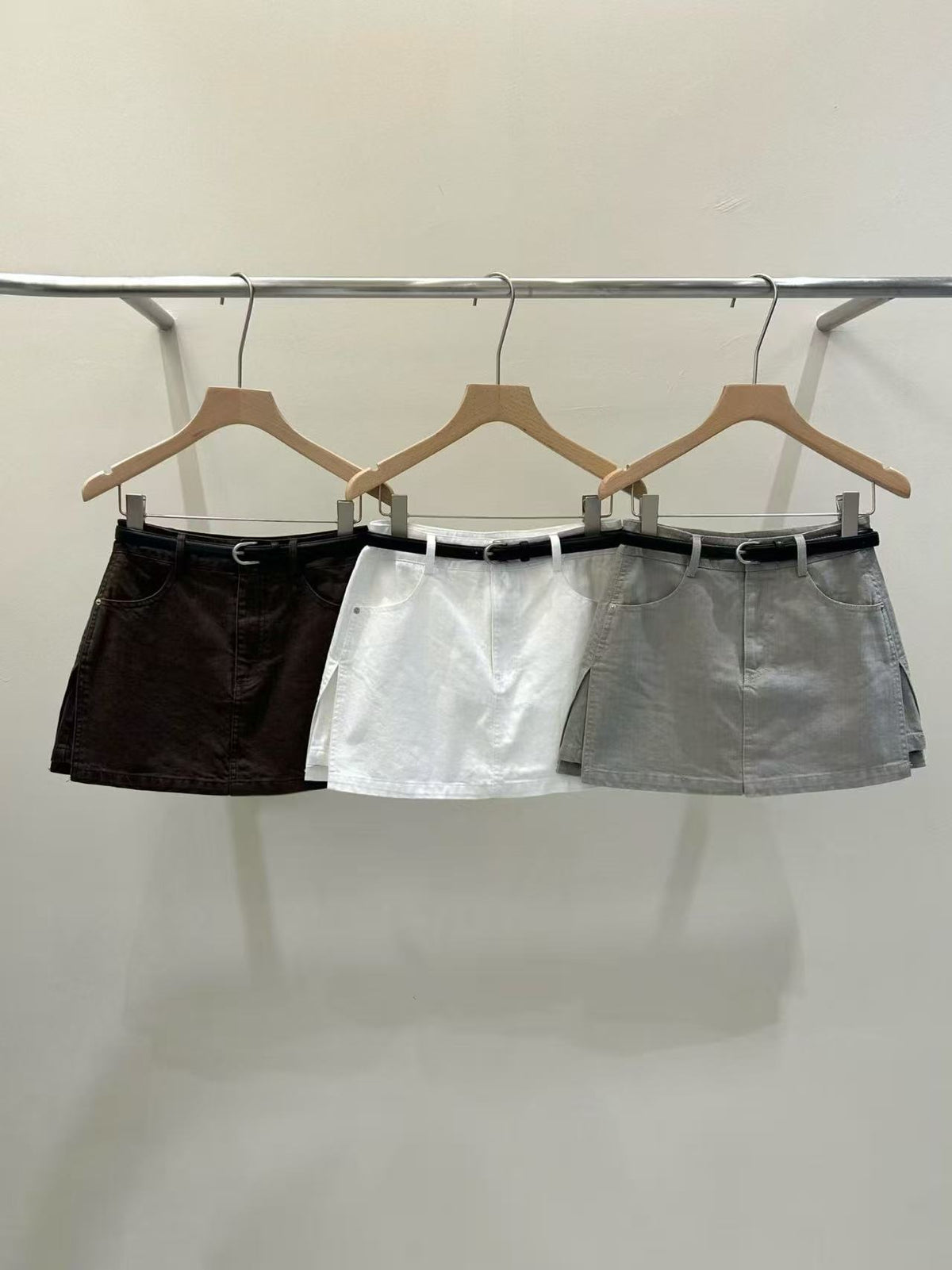 Slit Denim Mini Skirt