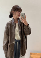 Mid length leather jacket