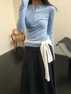 Zip up Long Sleeves Top