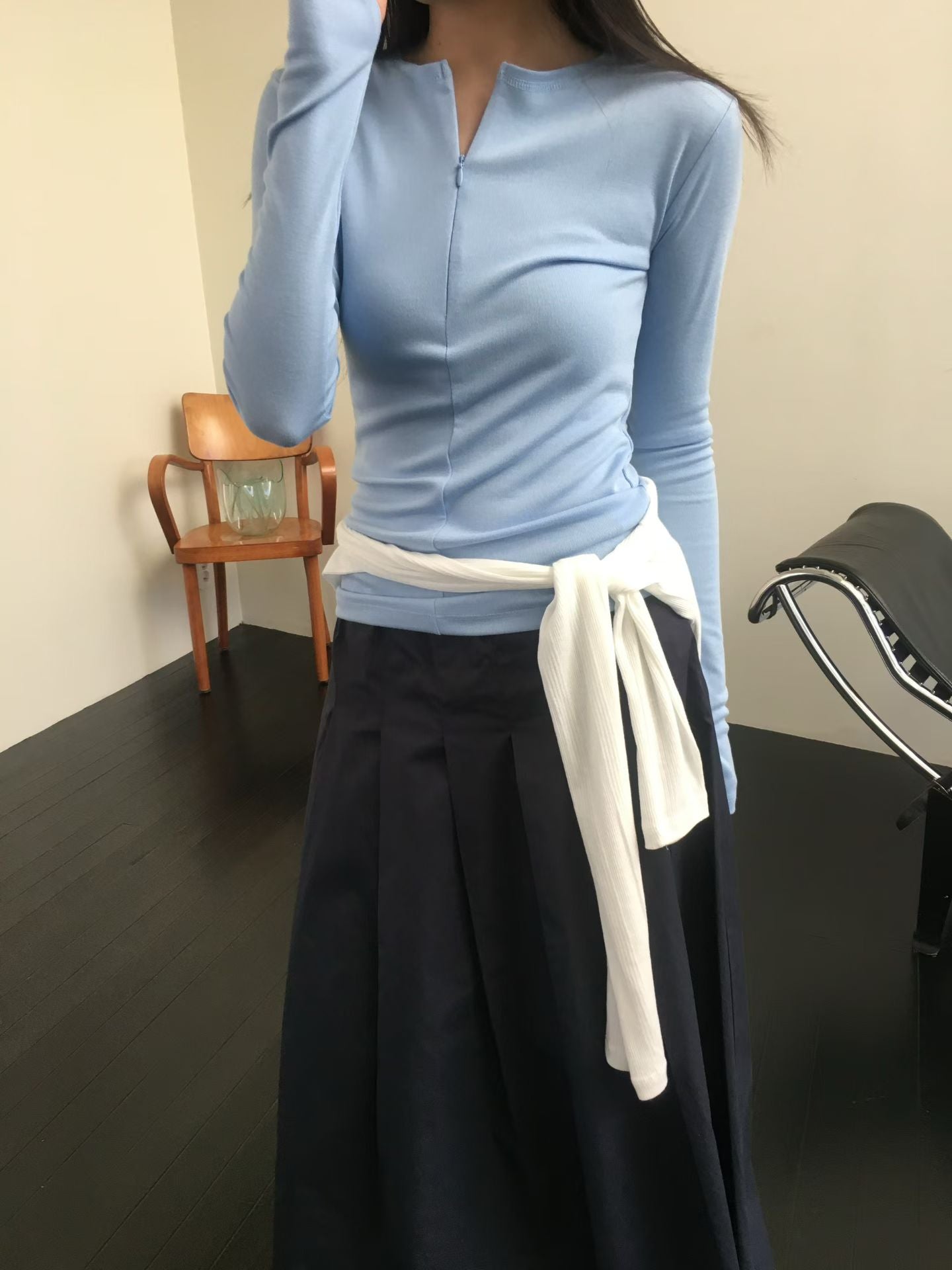 Zip up Long Sleeves Top