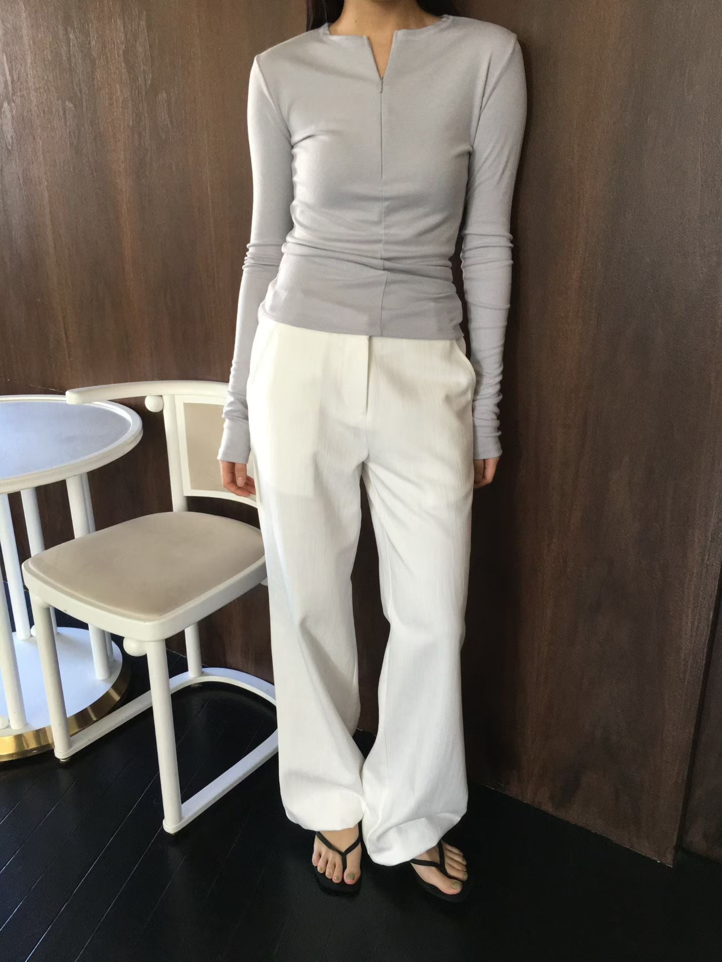 Zip up Long Sleeves Top