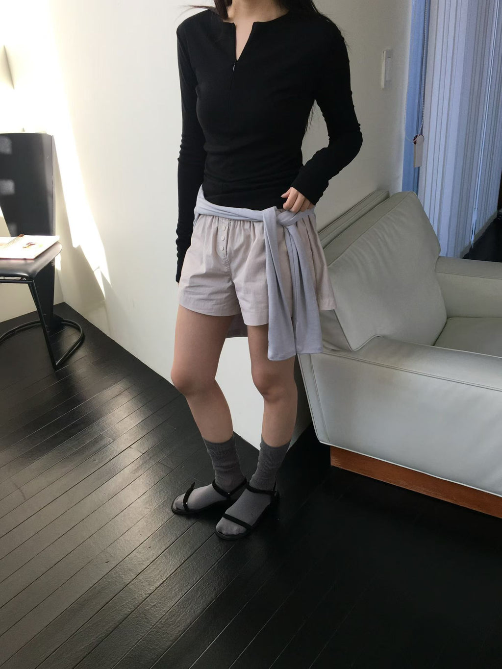 Zip up Long Sleeves Top