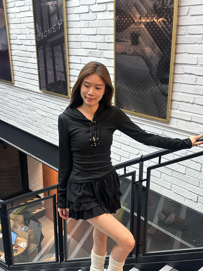 Hooded Skinny Long Sleeves Top