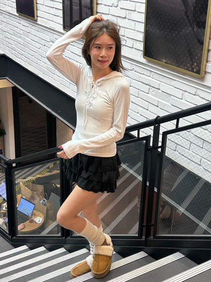 Hooded Skinny Long Sleeves Top