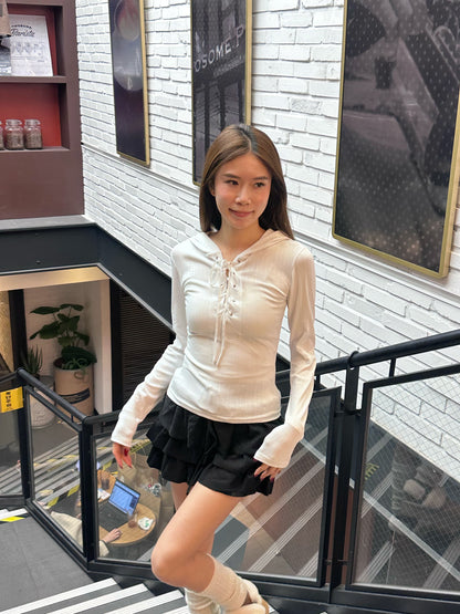 Hooded Skinny Long Sleeves Top