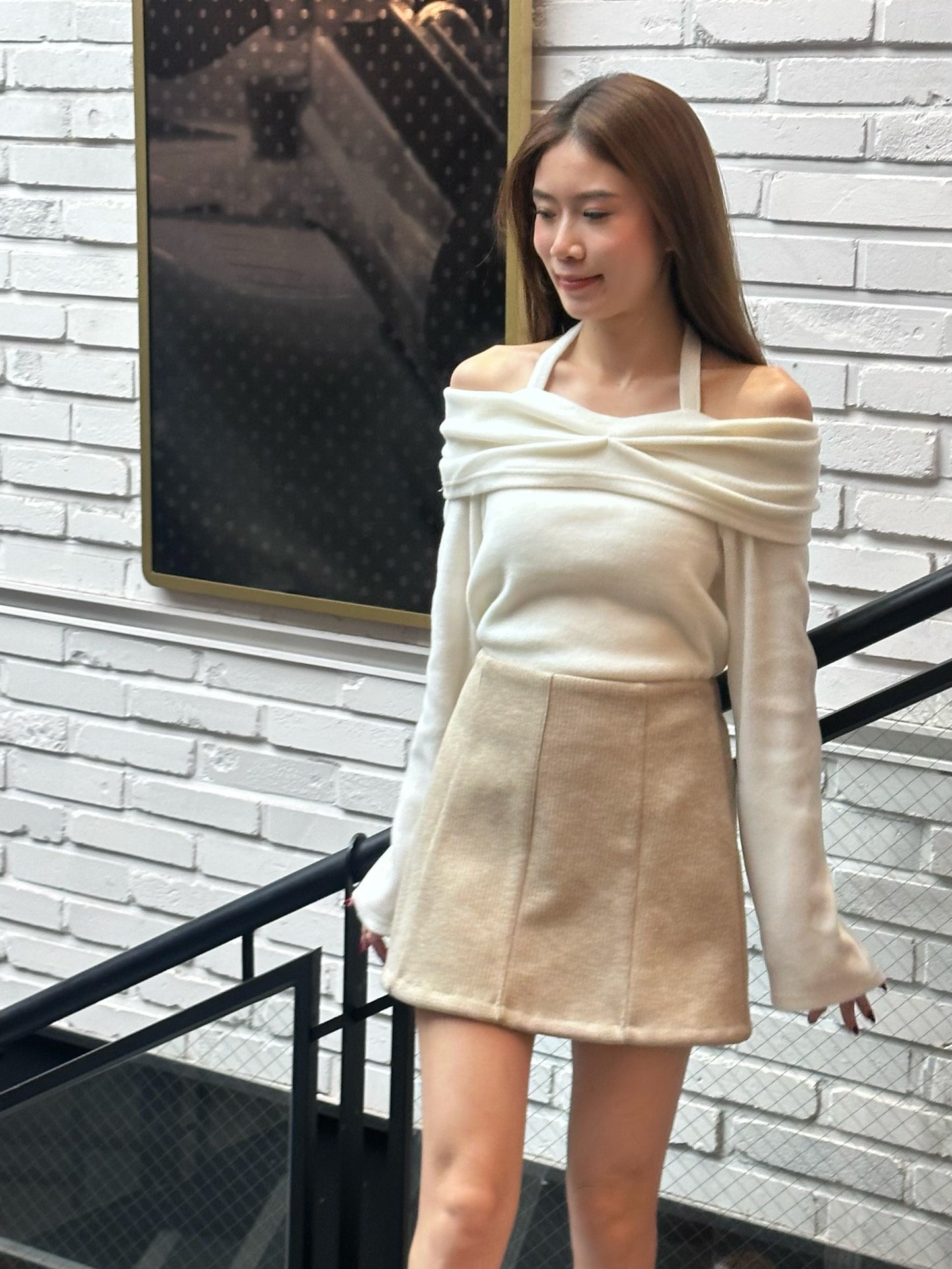 Christmasy Cross Neck Long Sleeves Top