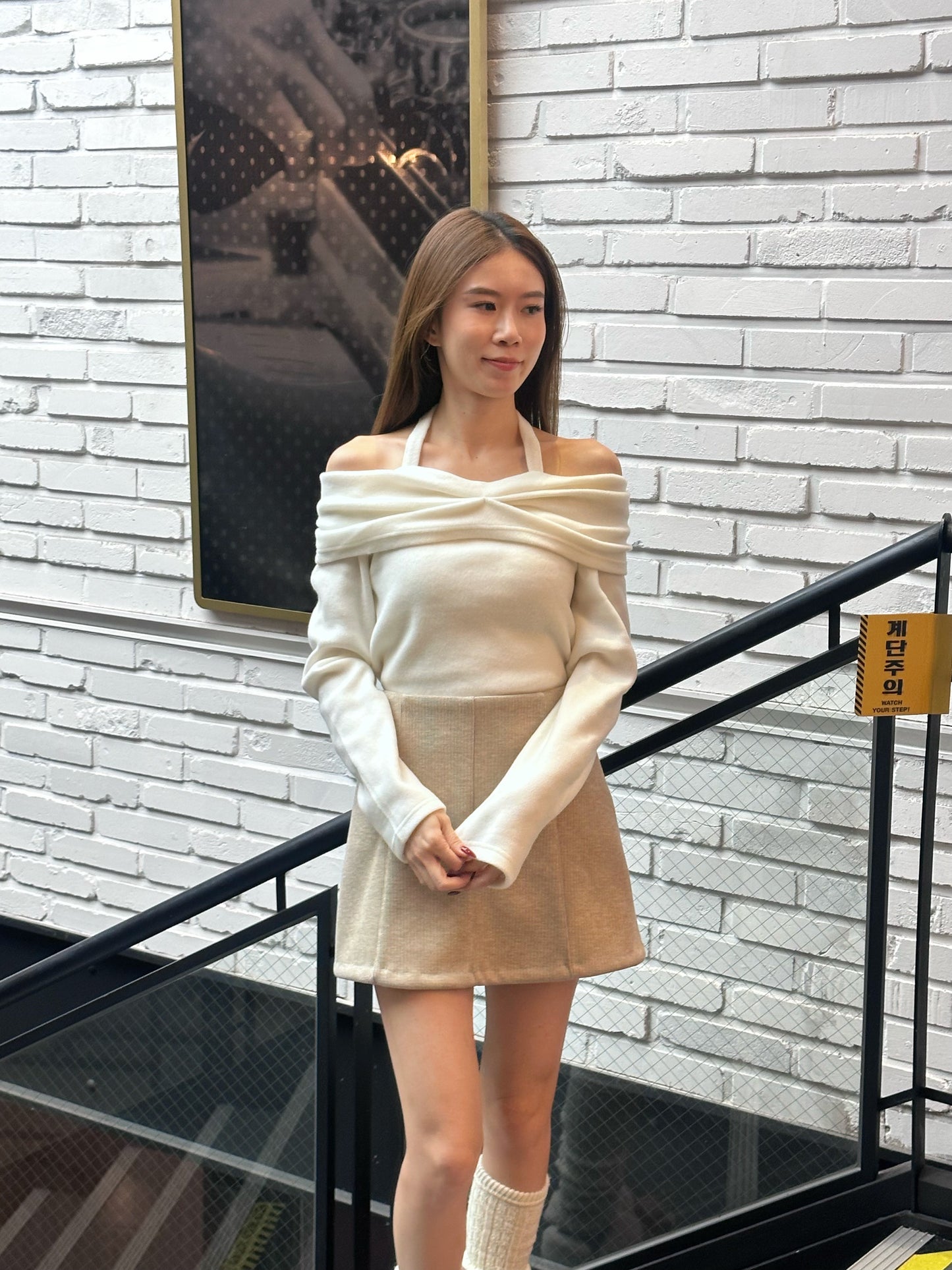 Christmasy Cross Neck Long Sleeves Top