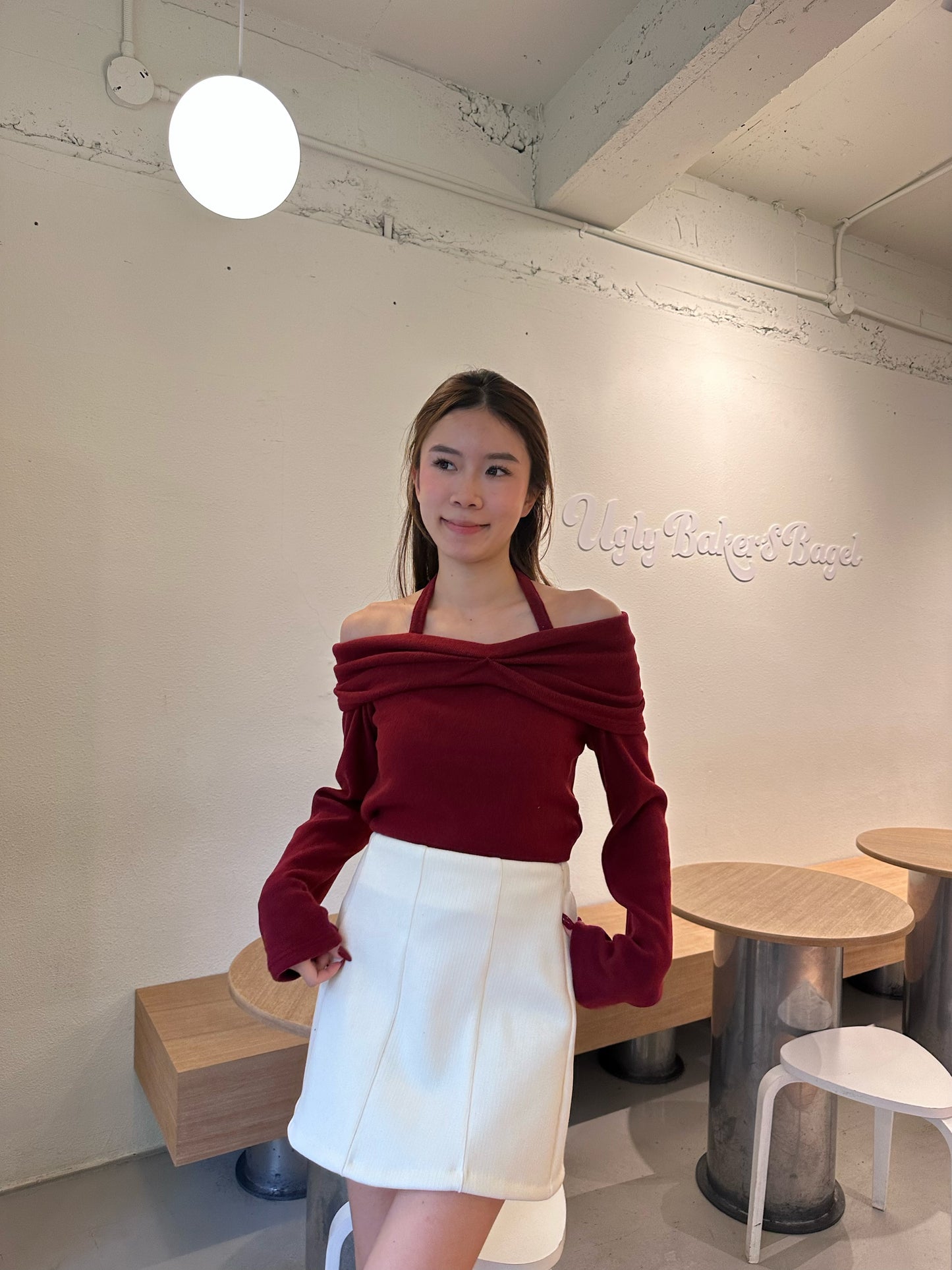 Christmasy Cross Neck Long Sleeves Top