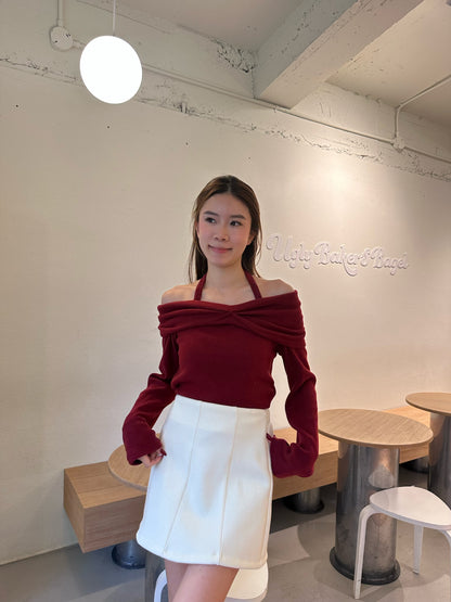 Christmasy Cross Neck Long Sleeves Top