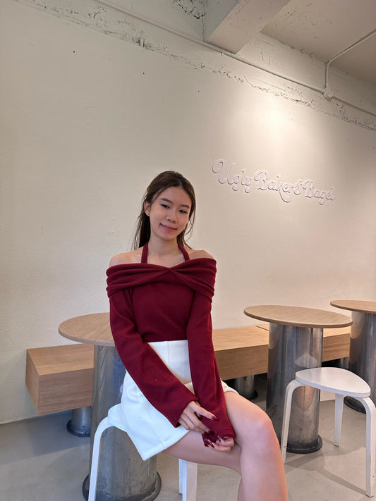 Christmasy Cross Neck Long Sleeves Top