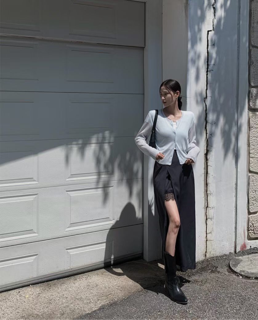 Lace Chiffon Slit Skirt
