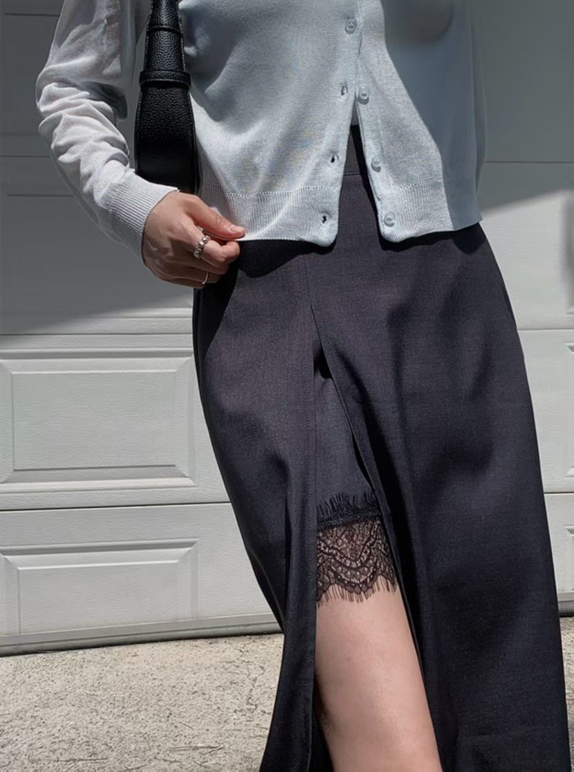 Lace Chiffon Slit Skirt