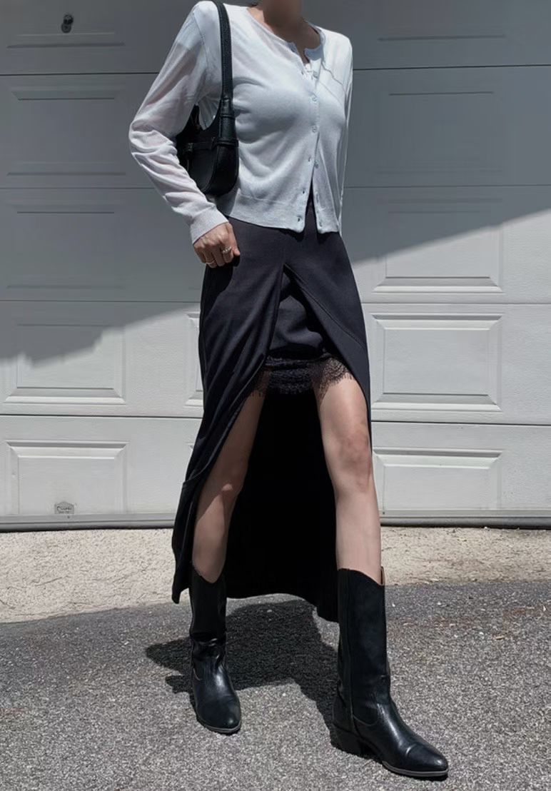 Lace Chiffon Slit Skirt