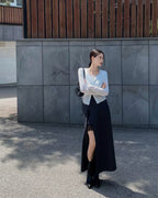Lace Chiffon Slit Skirt