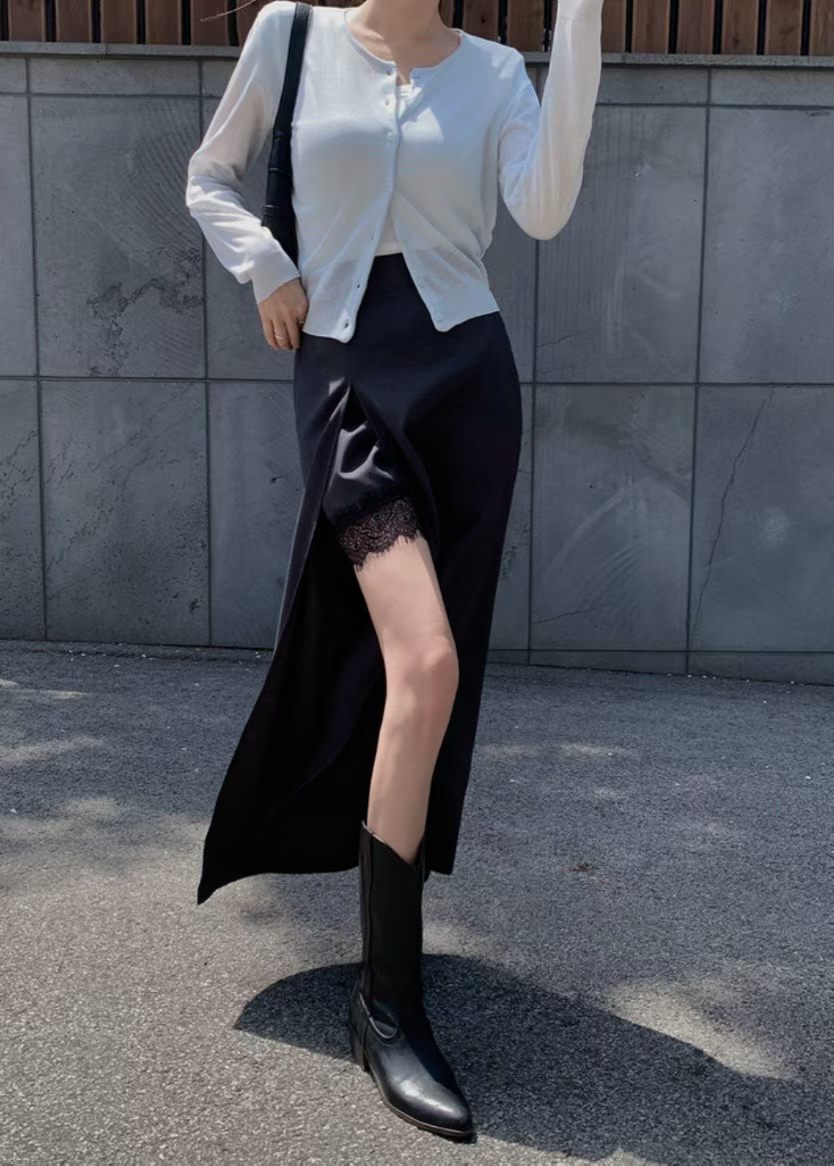 Lace Chiffon Slit Skirt