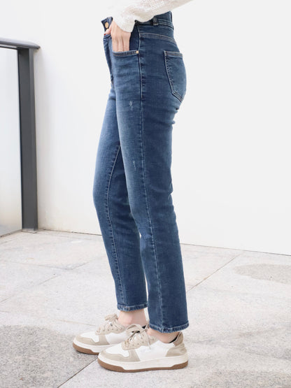 Double Button High Waist Denim Jeans