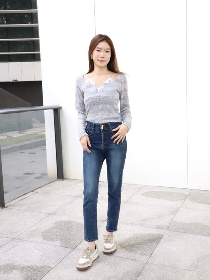 Double Button High Waist Denim Jeans