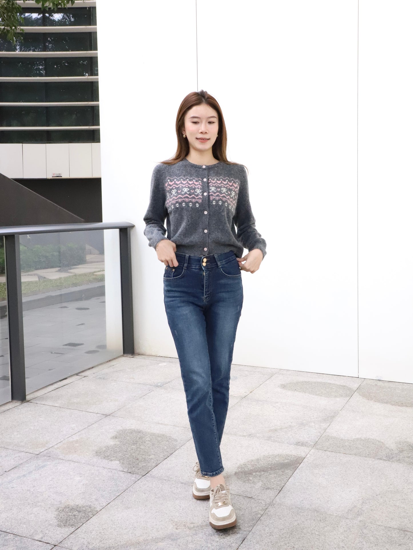 Double Button High Waist Denim Jeans